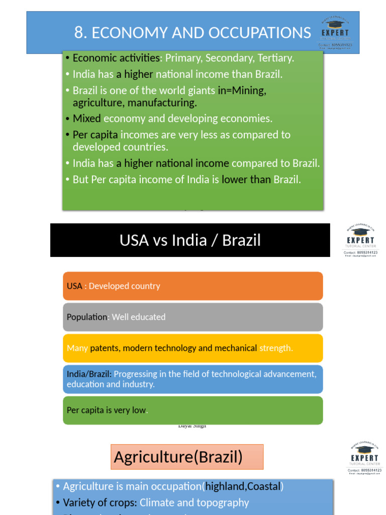 Economy and Occupations in India and Brazil | PDF | Brazil | Agriculture