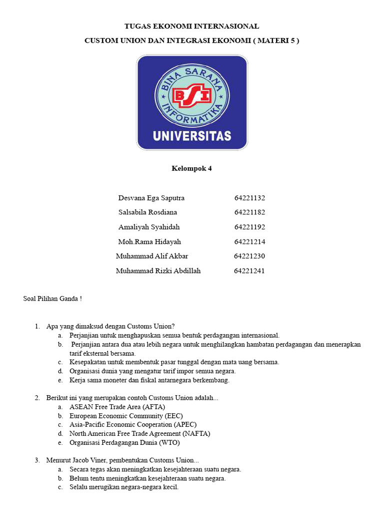 Pemahaman Customs Union dalam Ekonomi | PDF