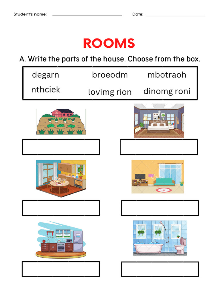 House Rooms Vocabulary Exercise | PDF