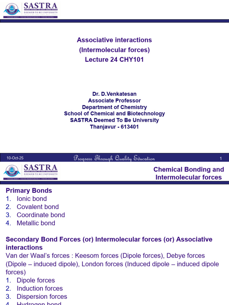 Intermolecular Forces in Chemistry | PDF | Intermolecular Force ...