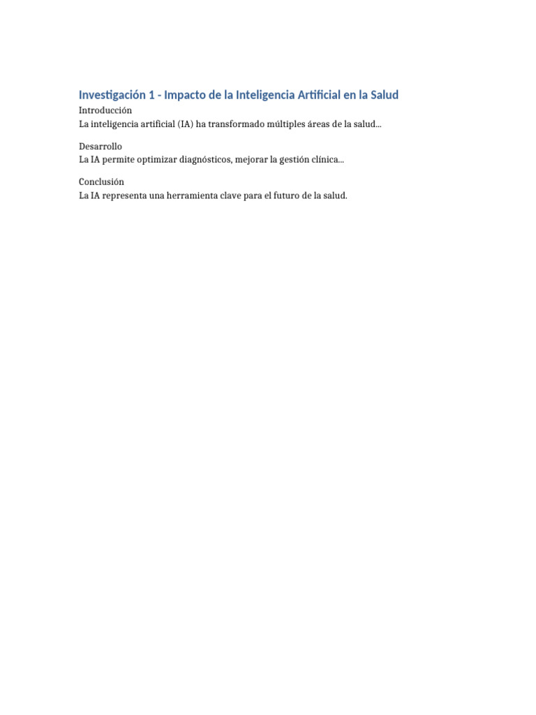 Impacto de la IA en la Salud | PDF