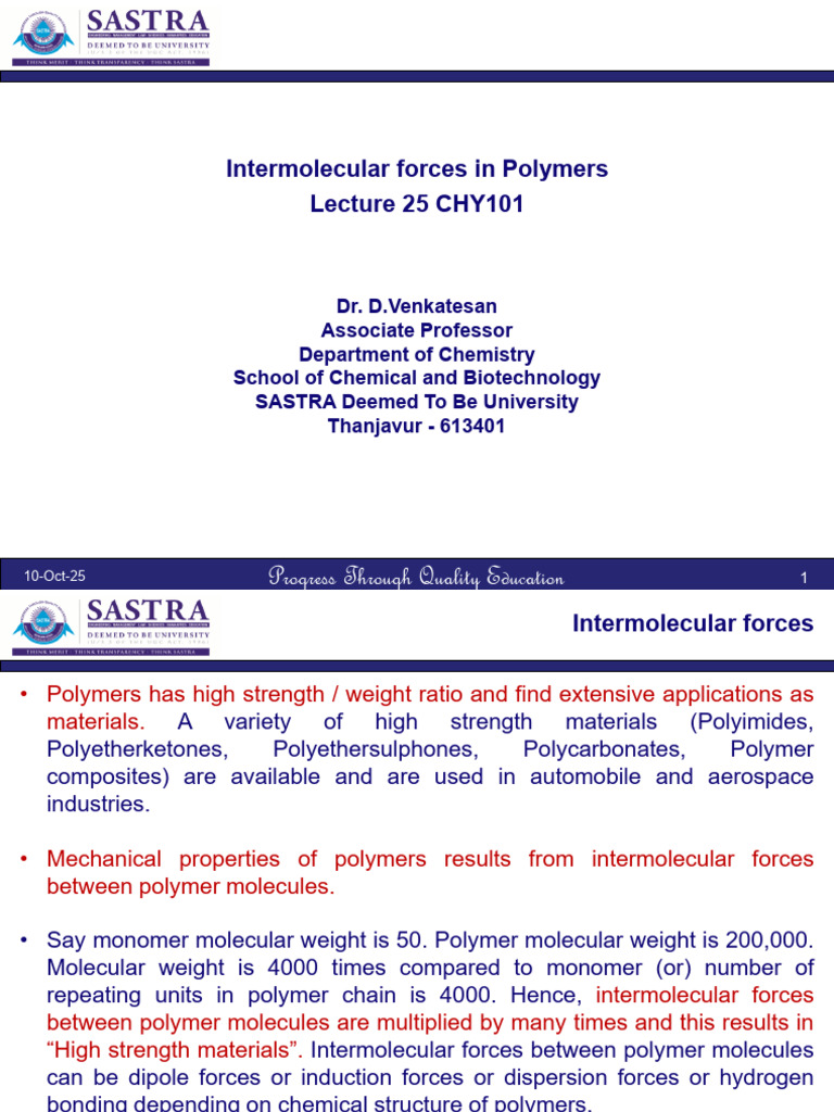 Intermolecular Forces in Polymers Explained | PDF | Polymers ...