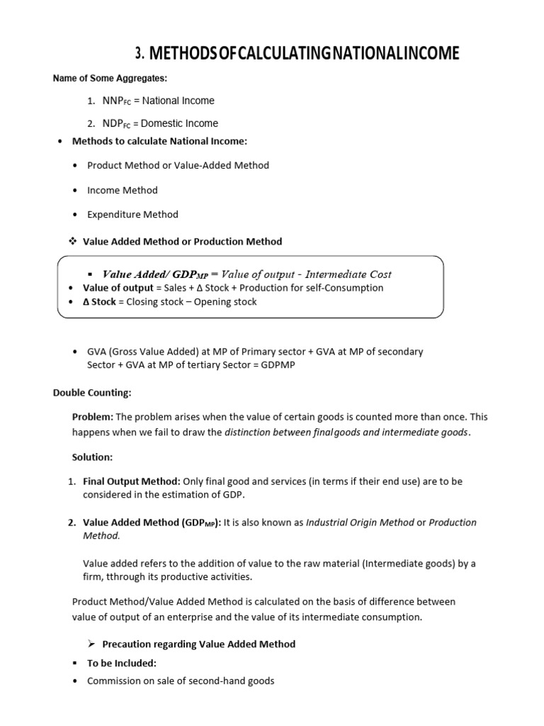 National Income Calculation Methods | PDF | Measures Of National Income ...