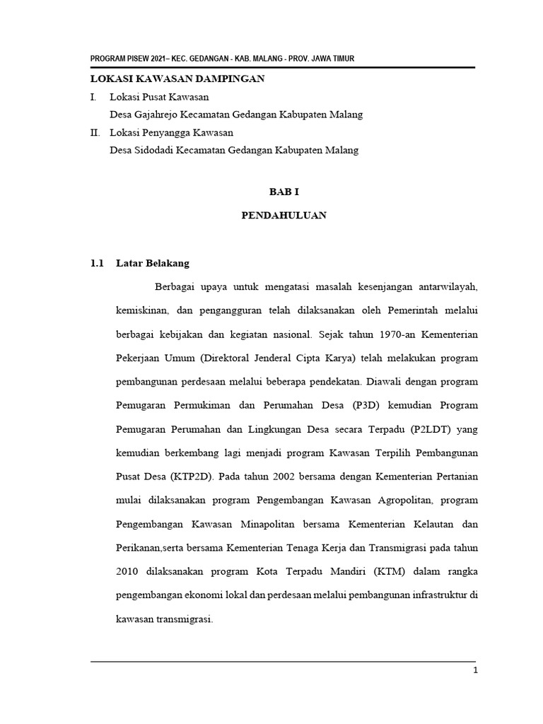Program PISEW 2021 di Gedangan Malang | PDF