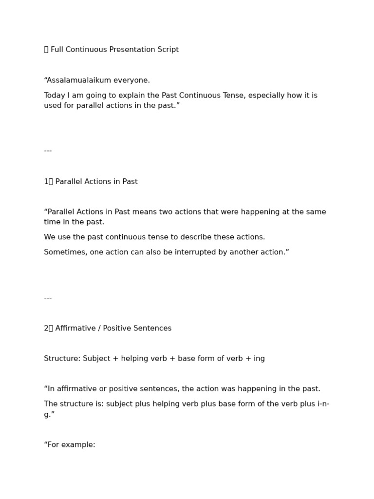 Past Continuous Tense Explained | PDF
