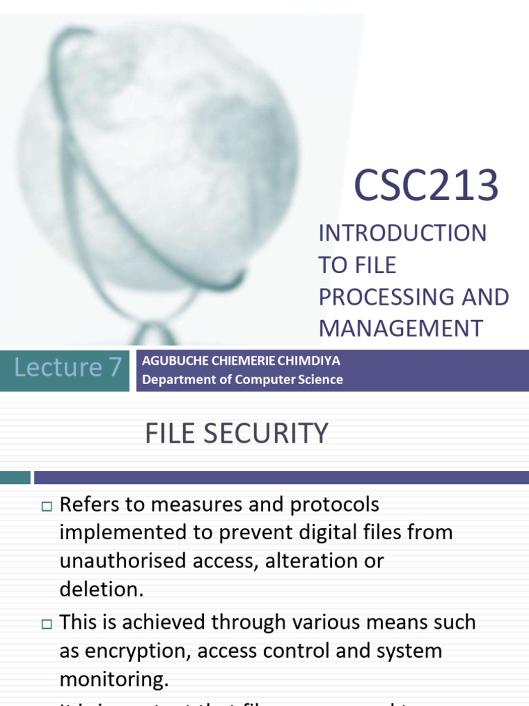 File Processing and Security Overview | PDF | Key (Cryptography ...