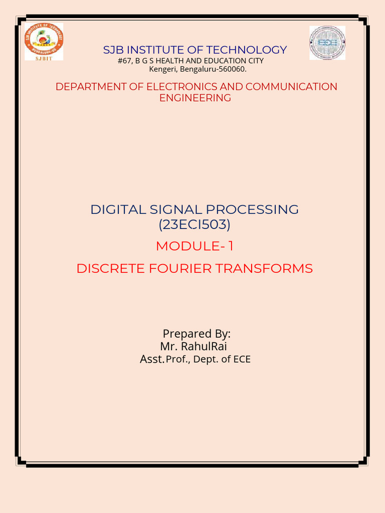 Discrete Fourier Transforms Overview | PDF | Discrete Fourier Transform ...