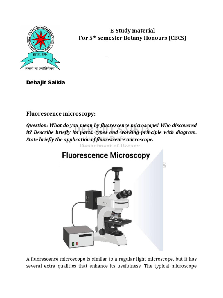 Fluorescence Microscopy in Botany Studies | PDF | Fluorescence ...