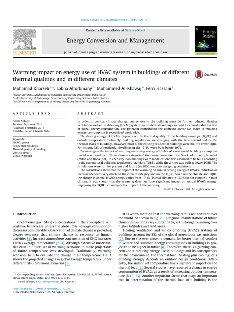 Warming Impact On Energy Use of HVAC Sys | PDF | Climate Change ...