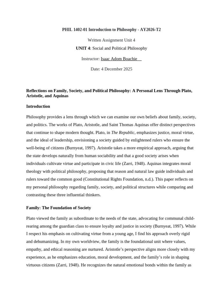 PHIL 1402-01 Introduction to Philosophy - AY2026-T2 Written Assignment ...