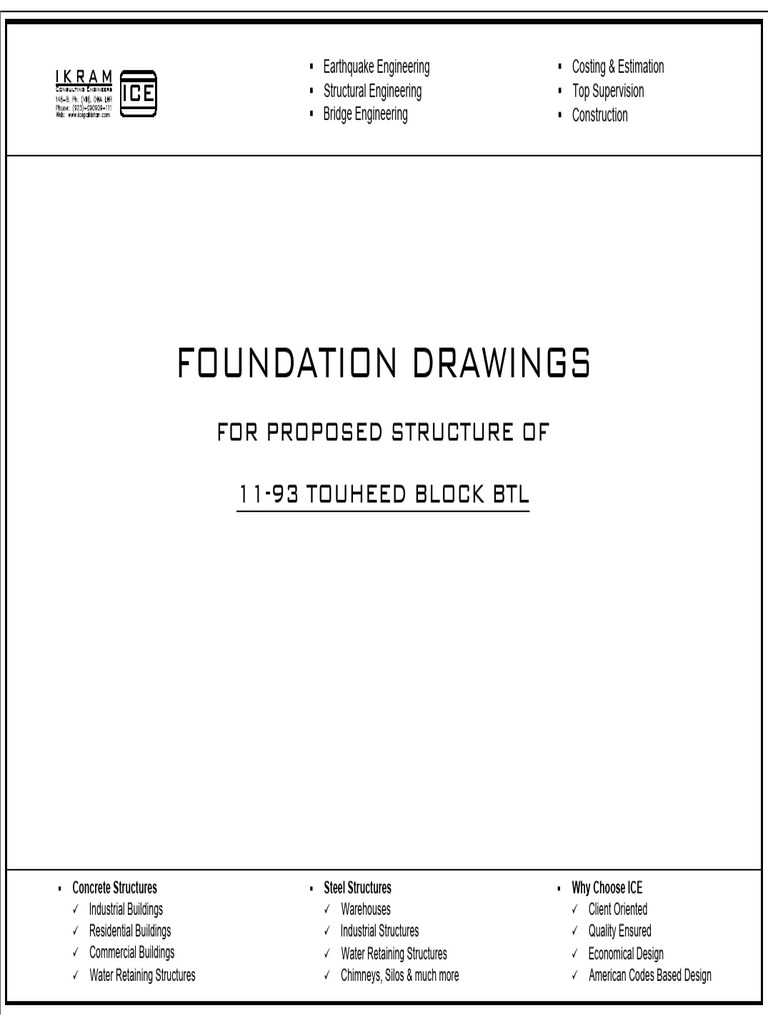 Foundation Design for 11-93 Touheed Block | PDF | Concrete | Masonry