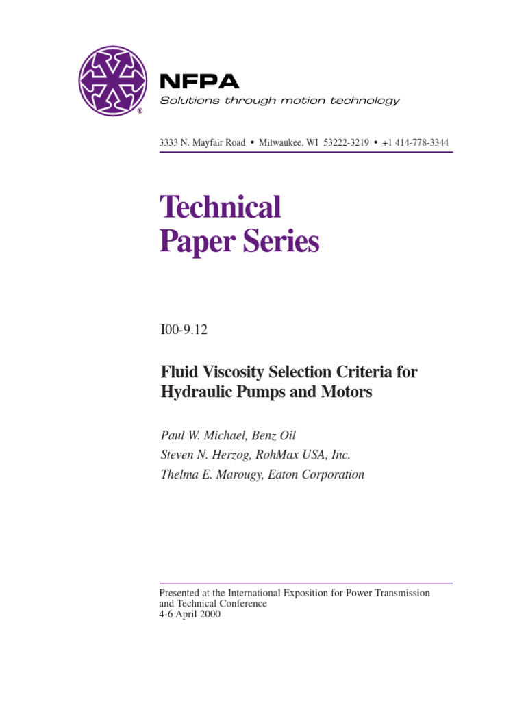 Hydraulic Fluid Viscosity Guide | PDF | Viscosity | Pump
