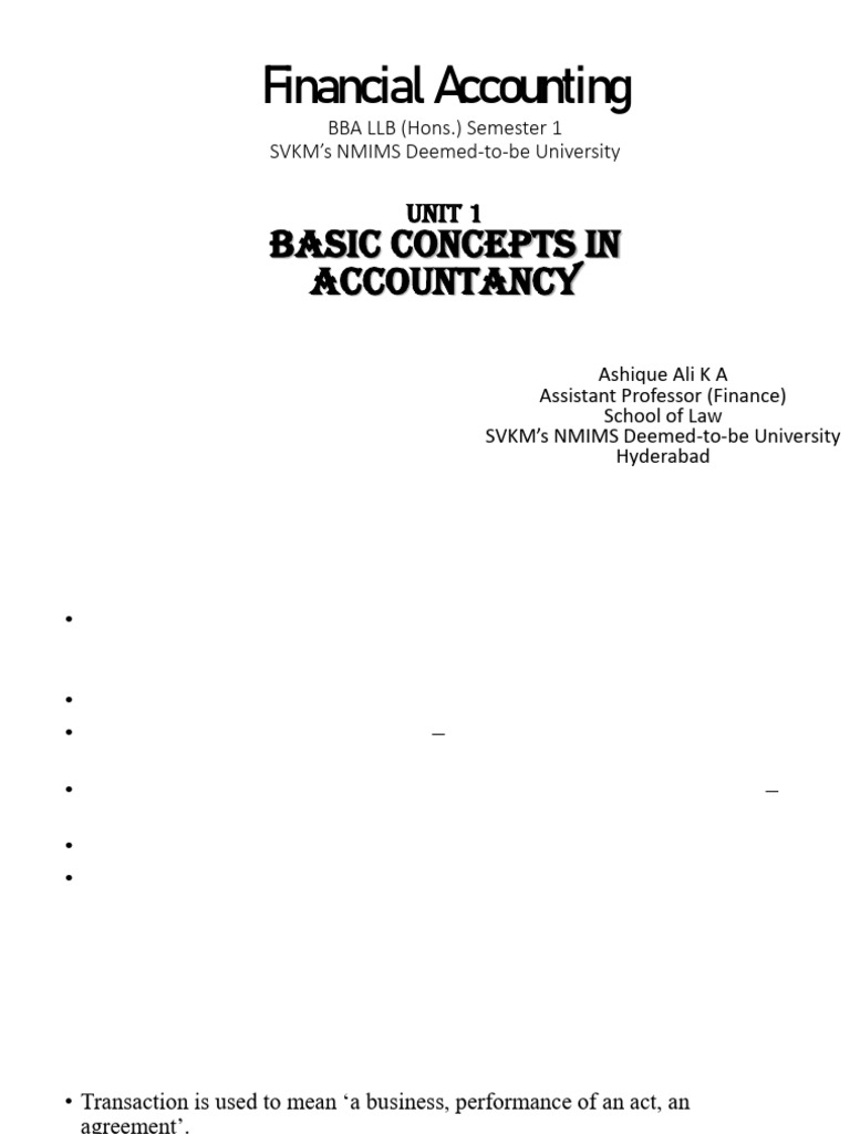 Introduction to Financial Accounting Concepts | PDF | Expense | Debits ...