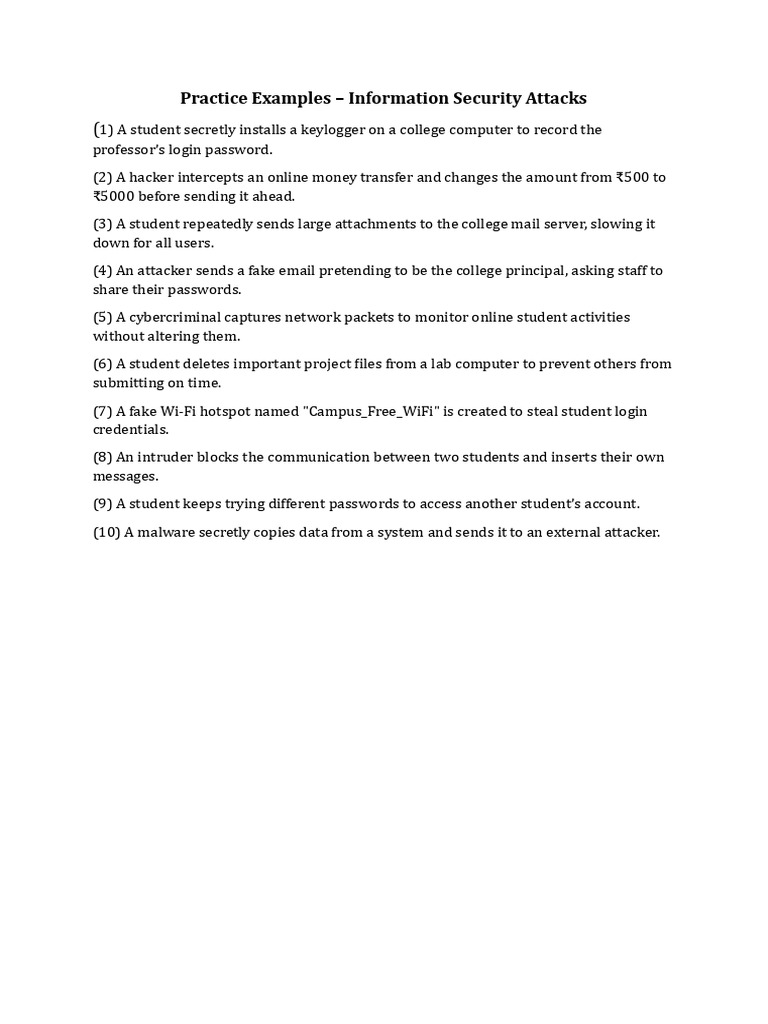 Examples of Information Security Attacks | PDF