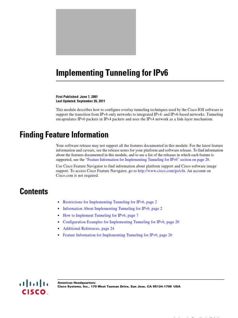 Implementing Tunneling For IPv6 | PDF | I Pv6 | Ip Address