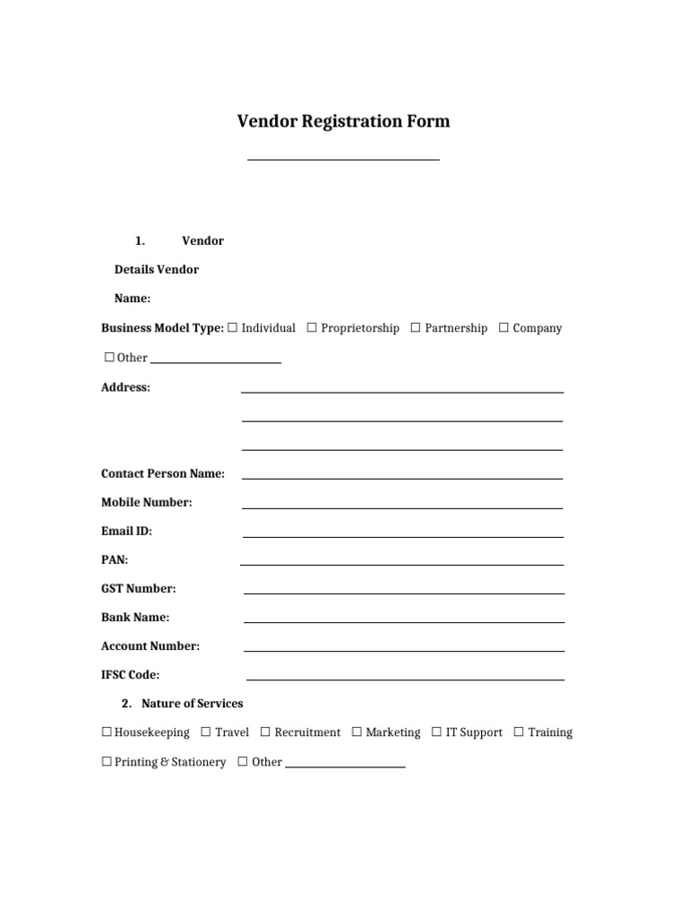 Vendor Registration Form Template | PDF