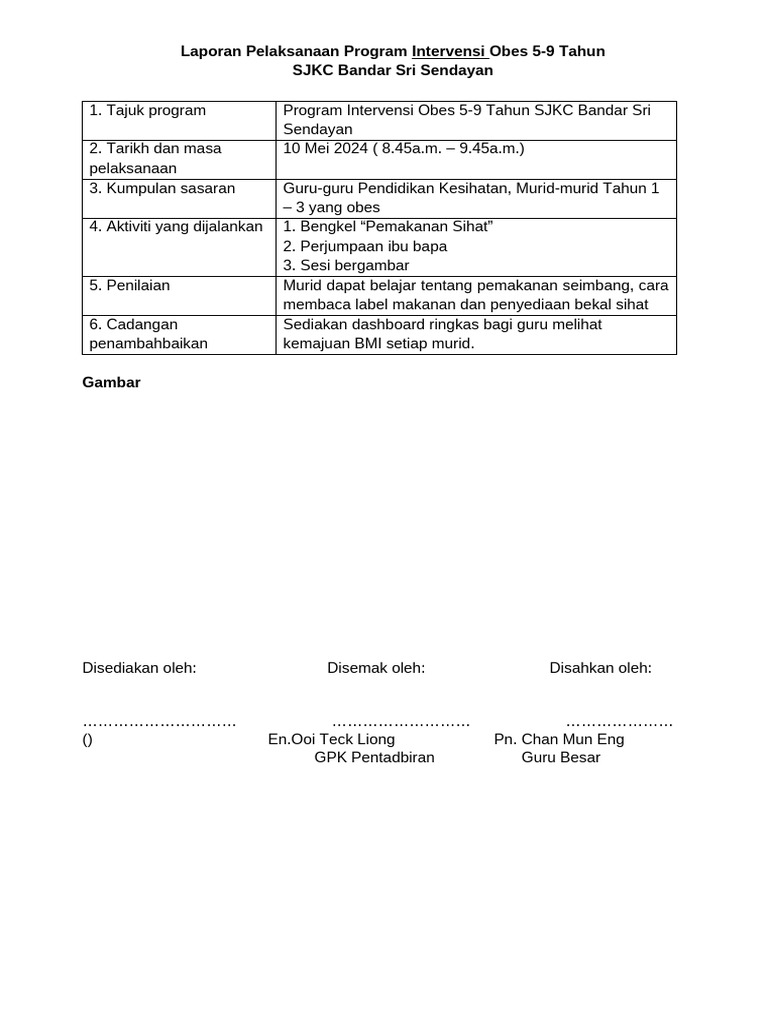 Contoh Laporan OPR | PDF
