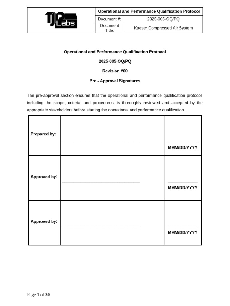 Kaeser Air System Qualification Protocol | PDF | Verification And ...