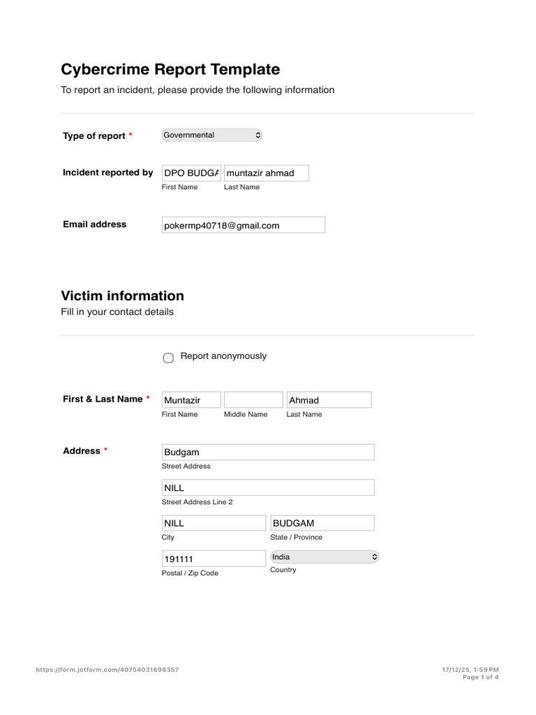 Cybercrime Incident Reporting Template | PDF | Cybercrime | Cyberspace