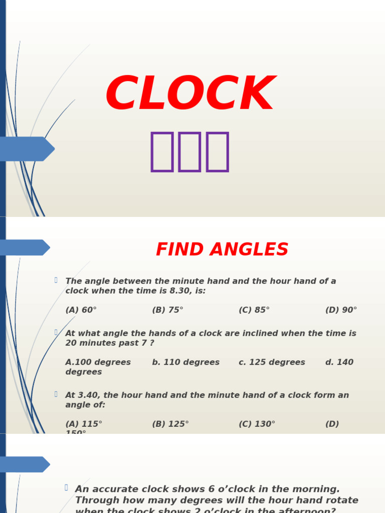 Clock Angles and Time Calculations | PDF | Clock | Horology
