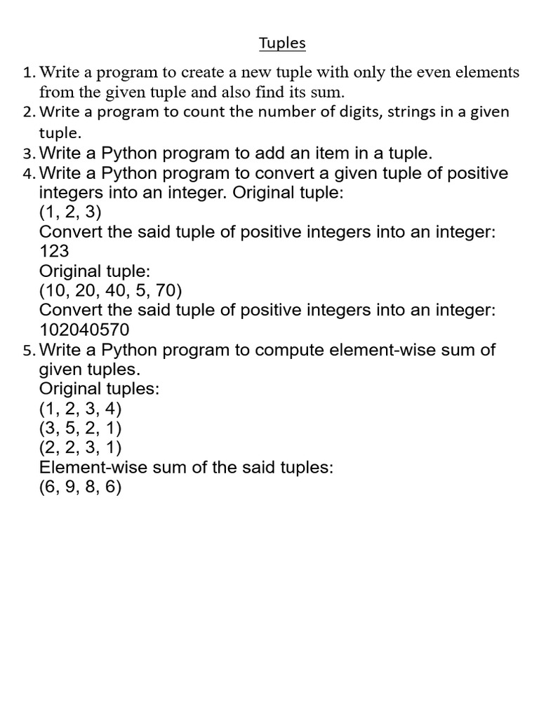Python Tuple Manipulation Programs | PDF