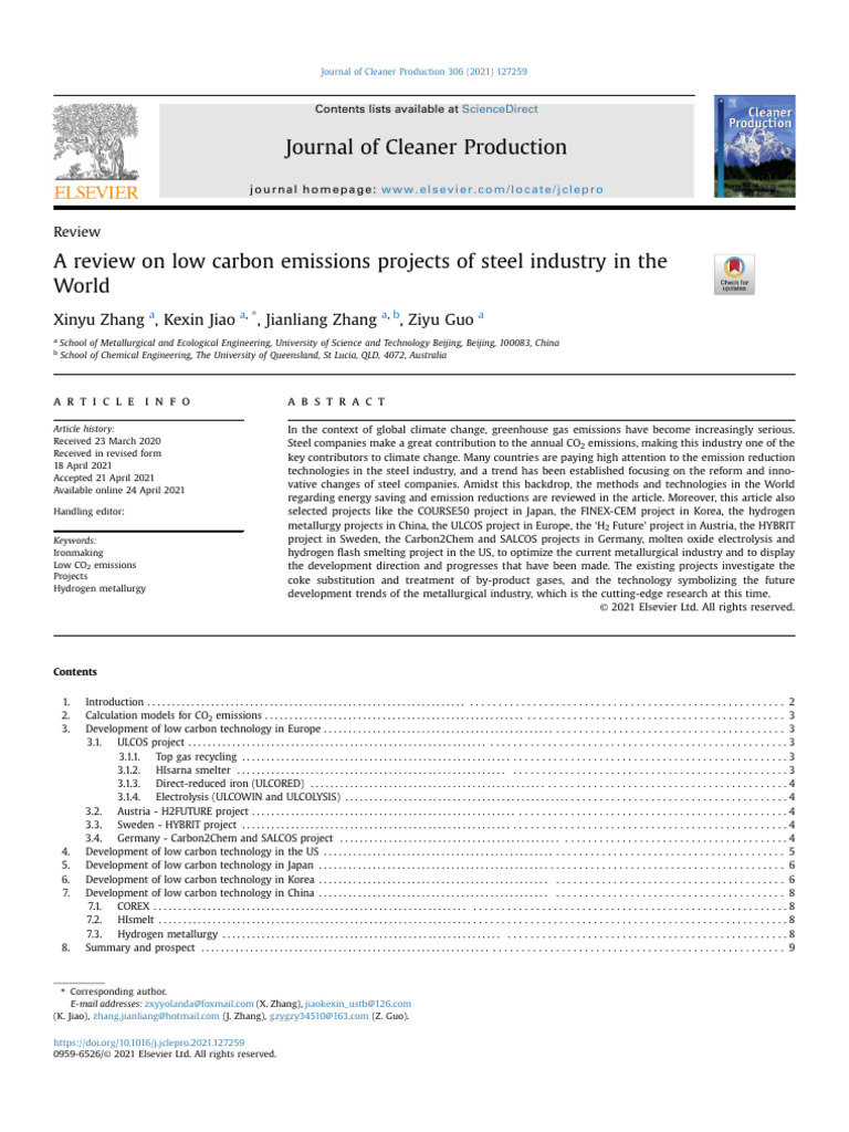 Low Carbon Emissions in Steel Industry | PDF | Steelmaking | Materials