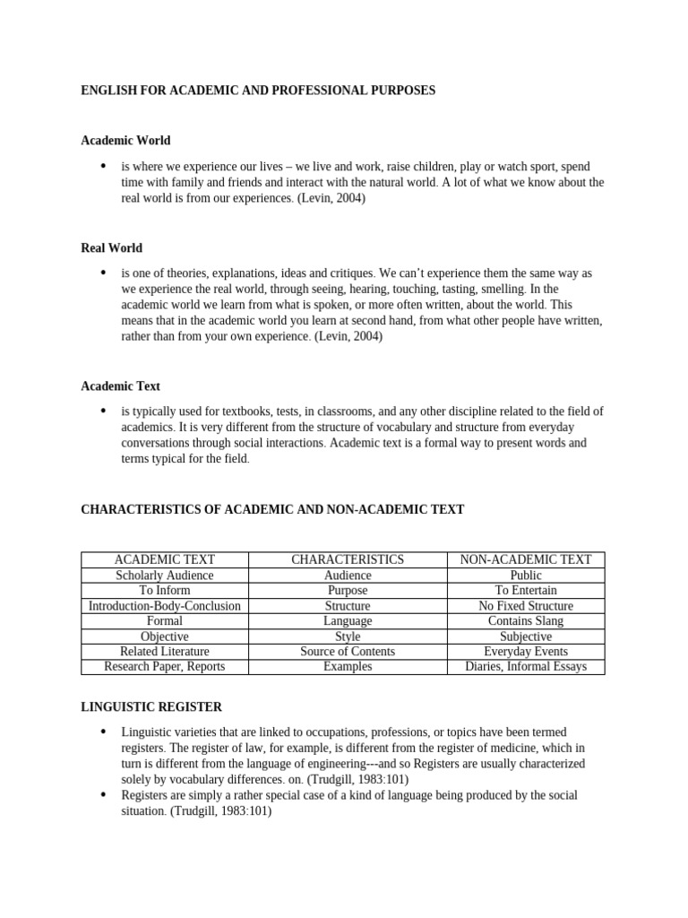 Understanding Academic Language and Texts | PDF | Essays | Vocabulary