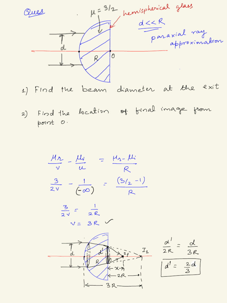 Paraxial Ray Approximation Calculations | PDF