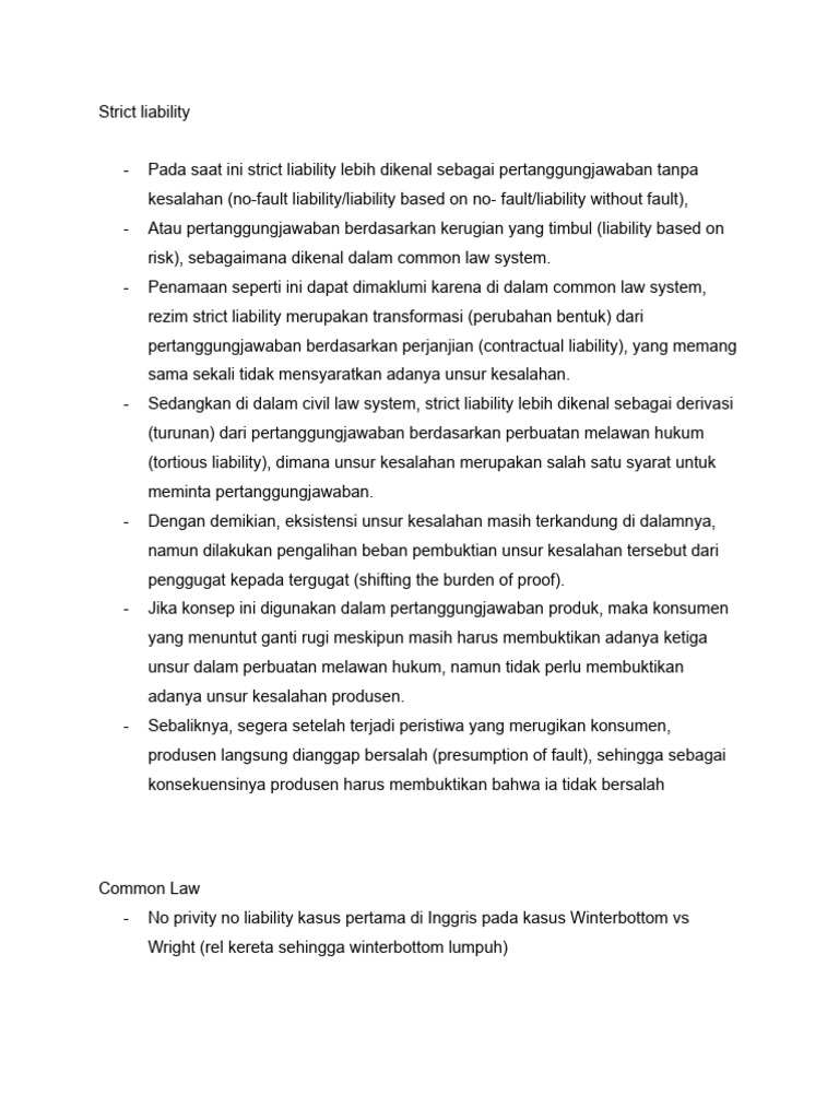 Pemahaman Tentang Strict Liability | PDF