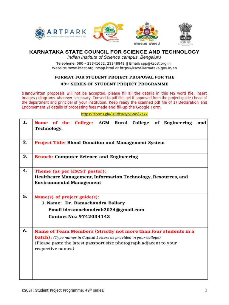 KSCST Proposal Format | PDF