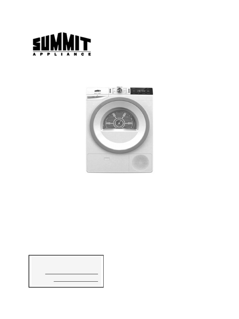 Summit Dryer User Manual SLD242W | PDF | Clothes Dryer | Laundry