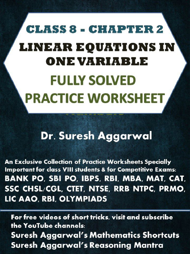 Practice Worksheet on Linear Equations | PDF | Speed | Numbers