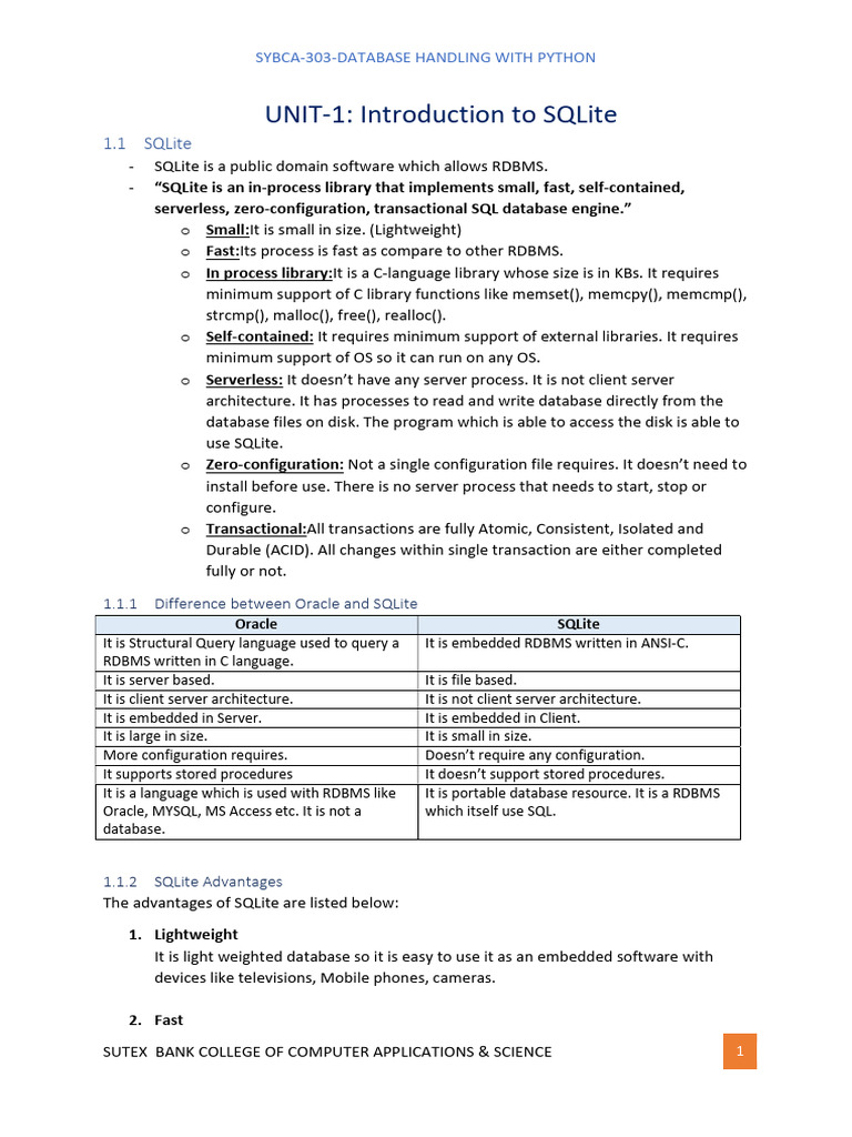 SQLite Database Handling Basics | PDF | Database Transaction | Data Type