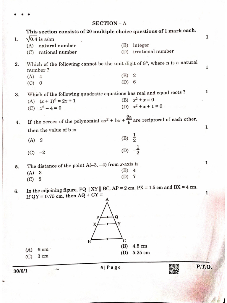Math Board Exam Paper Set 1 | PDF