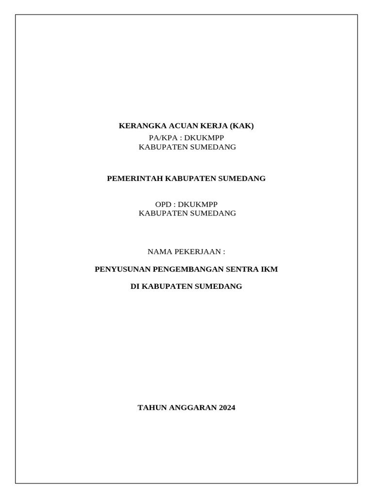 Pengembangan Sentra IKM Sumedang 2024 | PDF