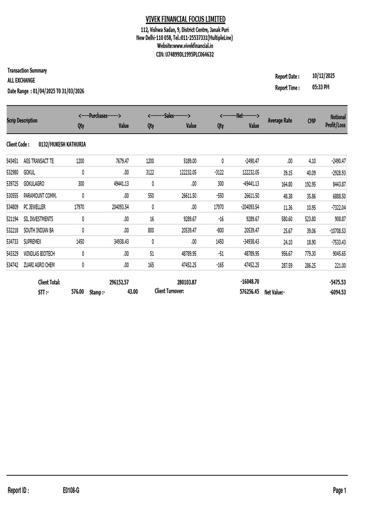 Financial Transaction Summary Report | PDF