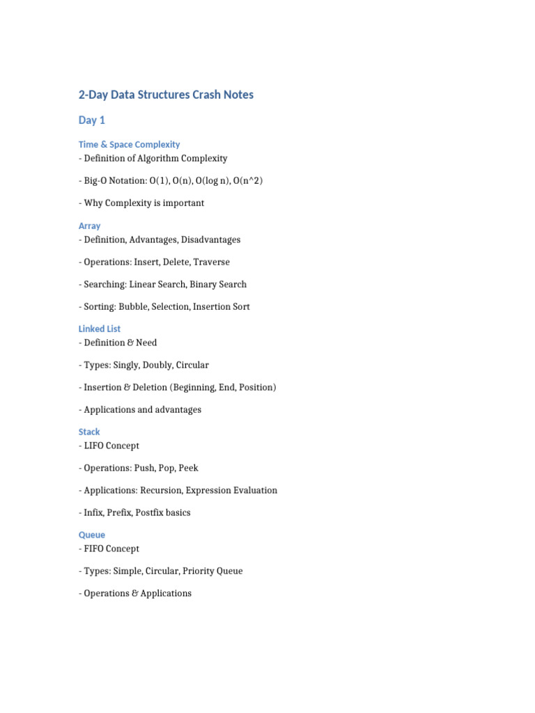 Data Structures 2 Day Notes-1 | PDF