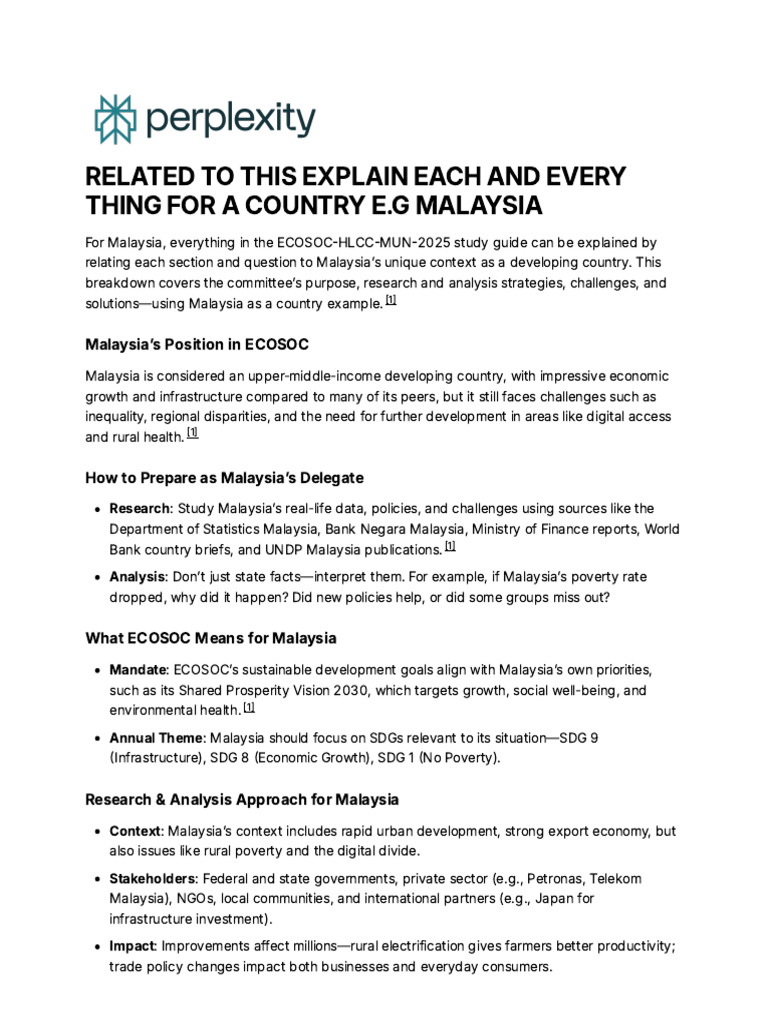 Malaysia's ECOSOC Strategies for 2025 | PDF