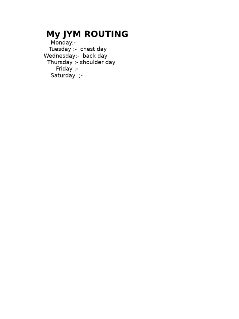 JYM Workout Routine Schedule | PDF