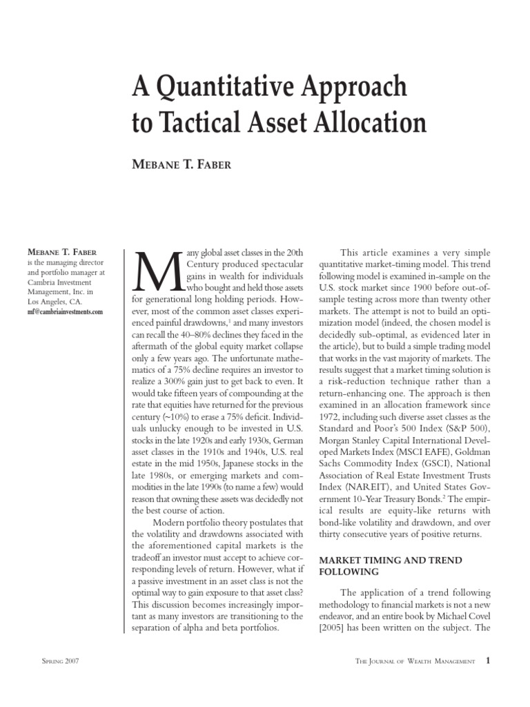 Market Timing and Trend Following Strategies | PDF | Msci | Asset ...
