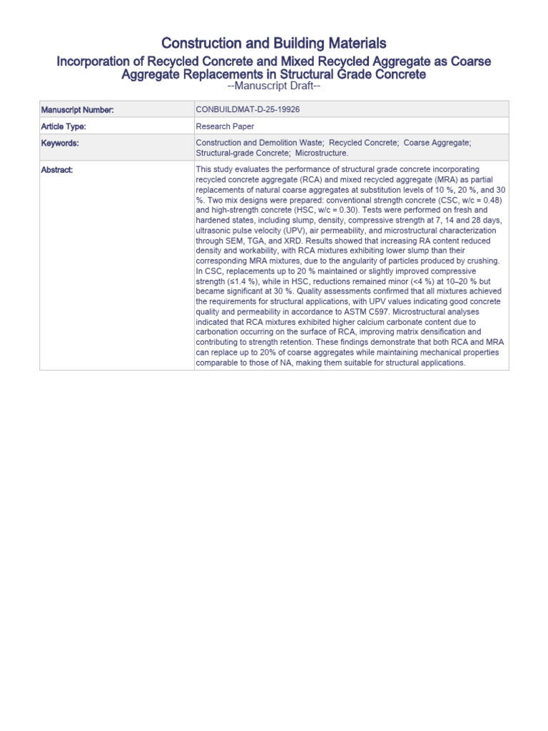 Recycled Aggregates in Structural Concrete | PDF | Concrete ...