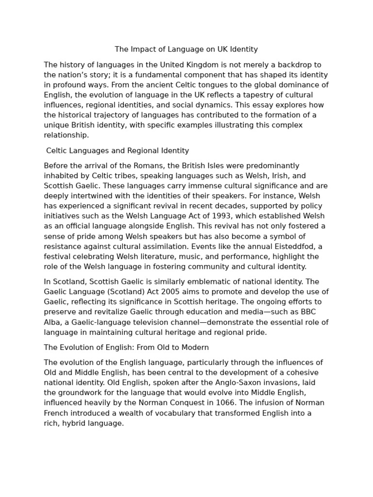 Language's Role in Shaping UK Identity | PDF | English Language | Humanism