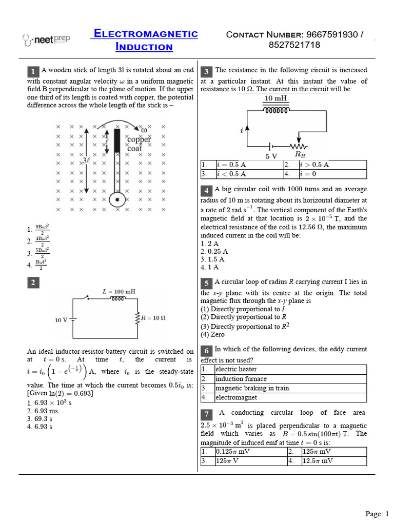 Electromagnetic Induction Concepts | PDF | Inductance | Inductor