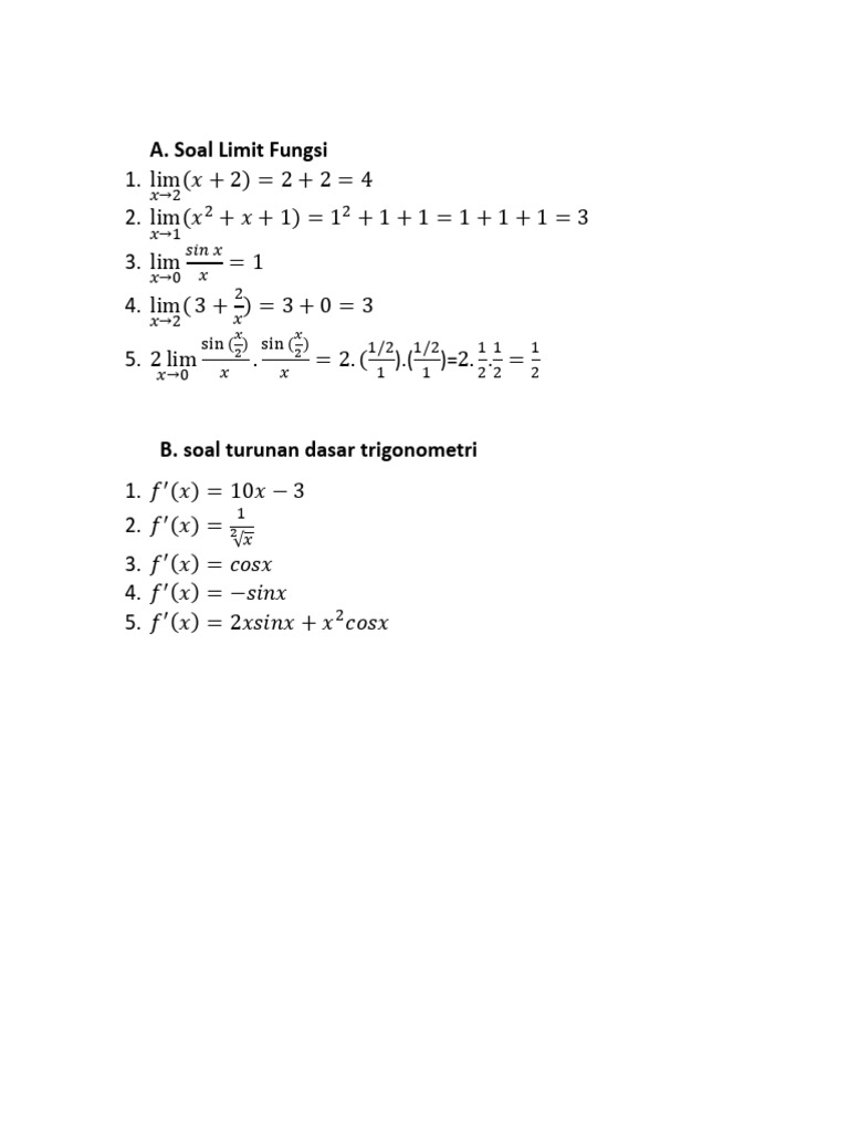 Limit and Derivative Problems in Calculus | PDF