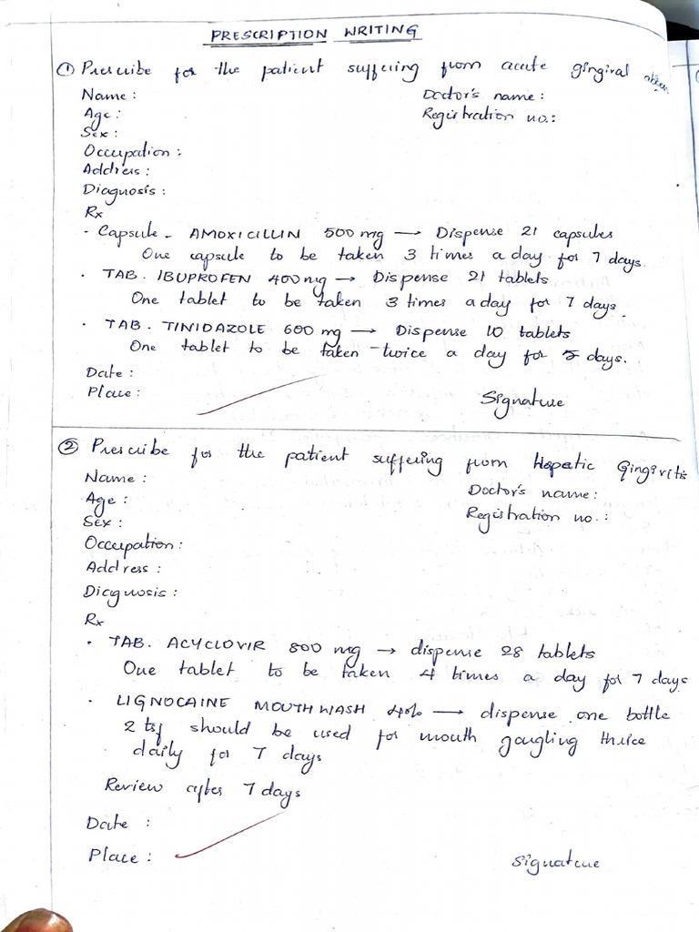 Prescription Writing (Dental and Medical) | PDF