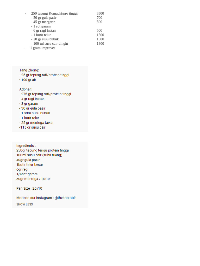 Resep Roti | PDF