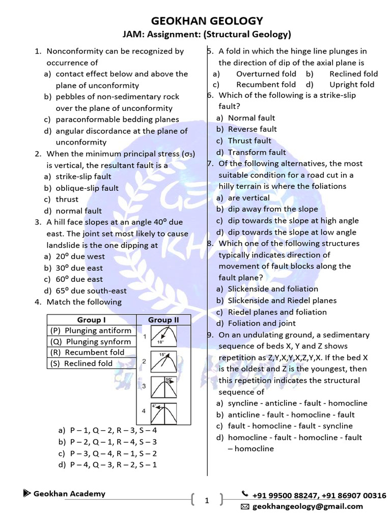 Structural Geology Assignment Questions | PDF | Fault (Geology ...