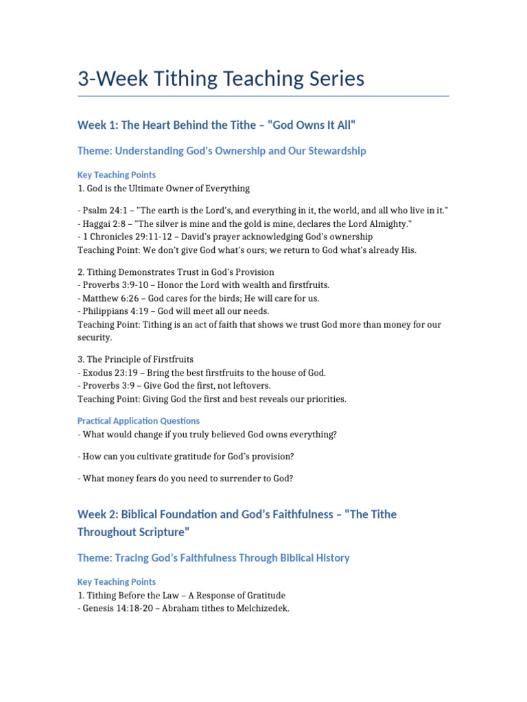 3-Week Tithing Teaching Series | PDF | Tithe | Jesus