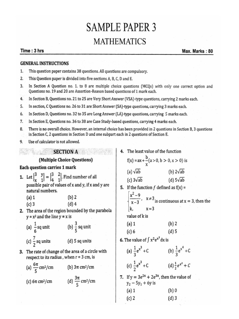 Sample Paper 3 | PDF