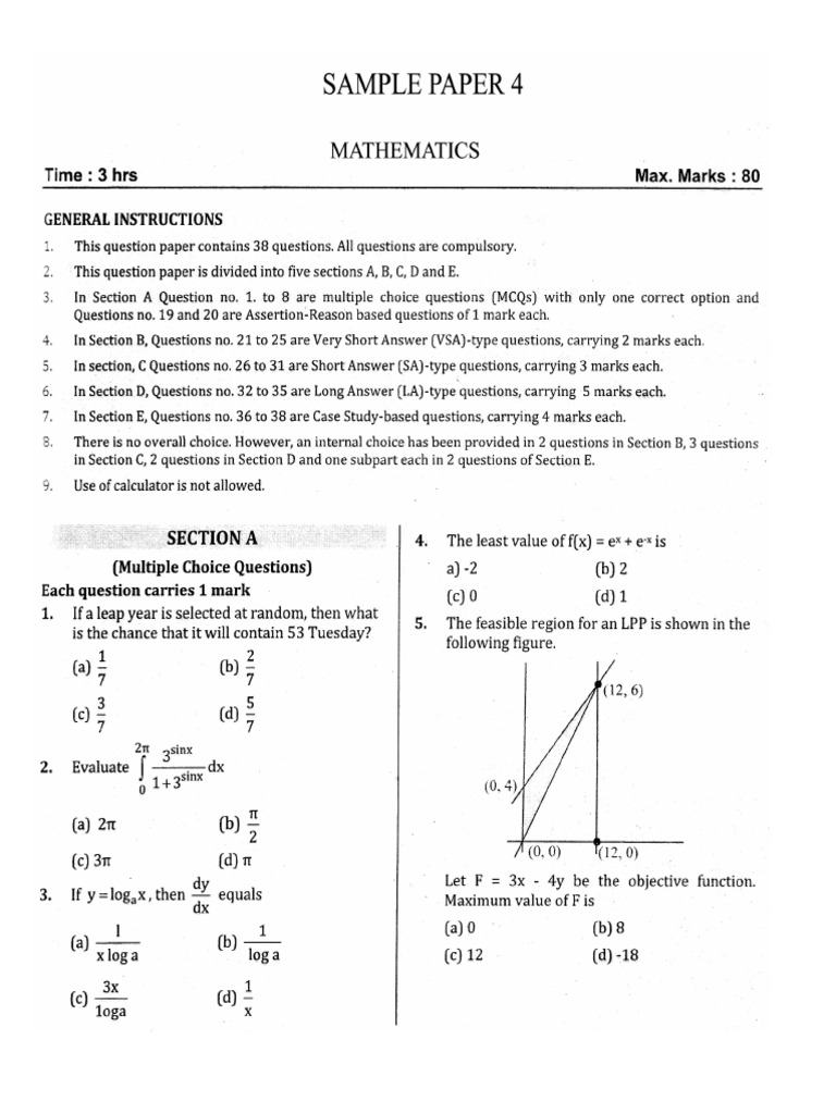 Sample Paper 4 | PDF